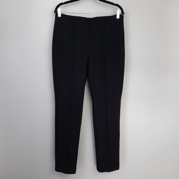 Chico's Black High Rise Side Zip Slim Straight Ponte Pants size 8 - Picture 1 of 14